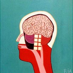 Hersenen, R Mul, acrylverf-hout, 47x49cm